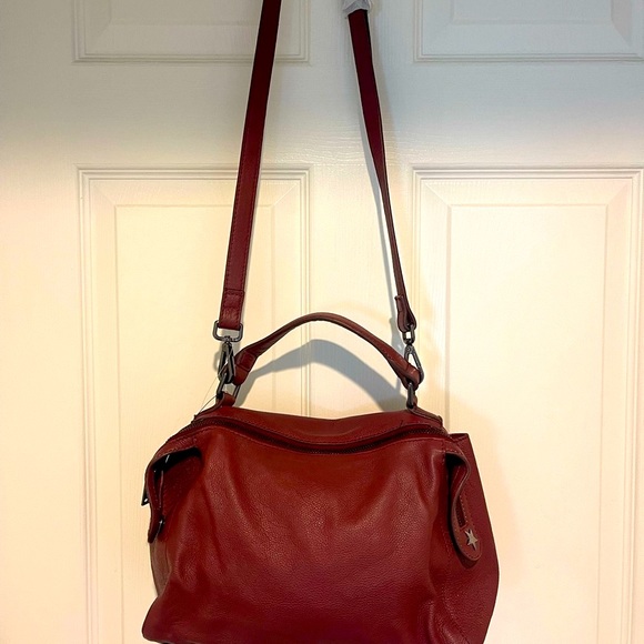 NWOT Free People Top Handle RED | BURGUNDY Leather Crossbody Bag - Picture 9 of 12